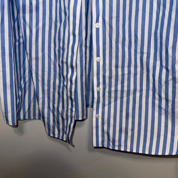 Lands End Womens No Iron Supima Shirt Blue/White Striped Button-Down Size 2X - Picture 5 of 6